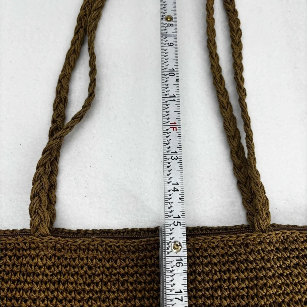 Tropical Trends Handmade Woven Straw Tote Bag Zip Top Boho Beach